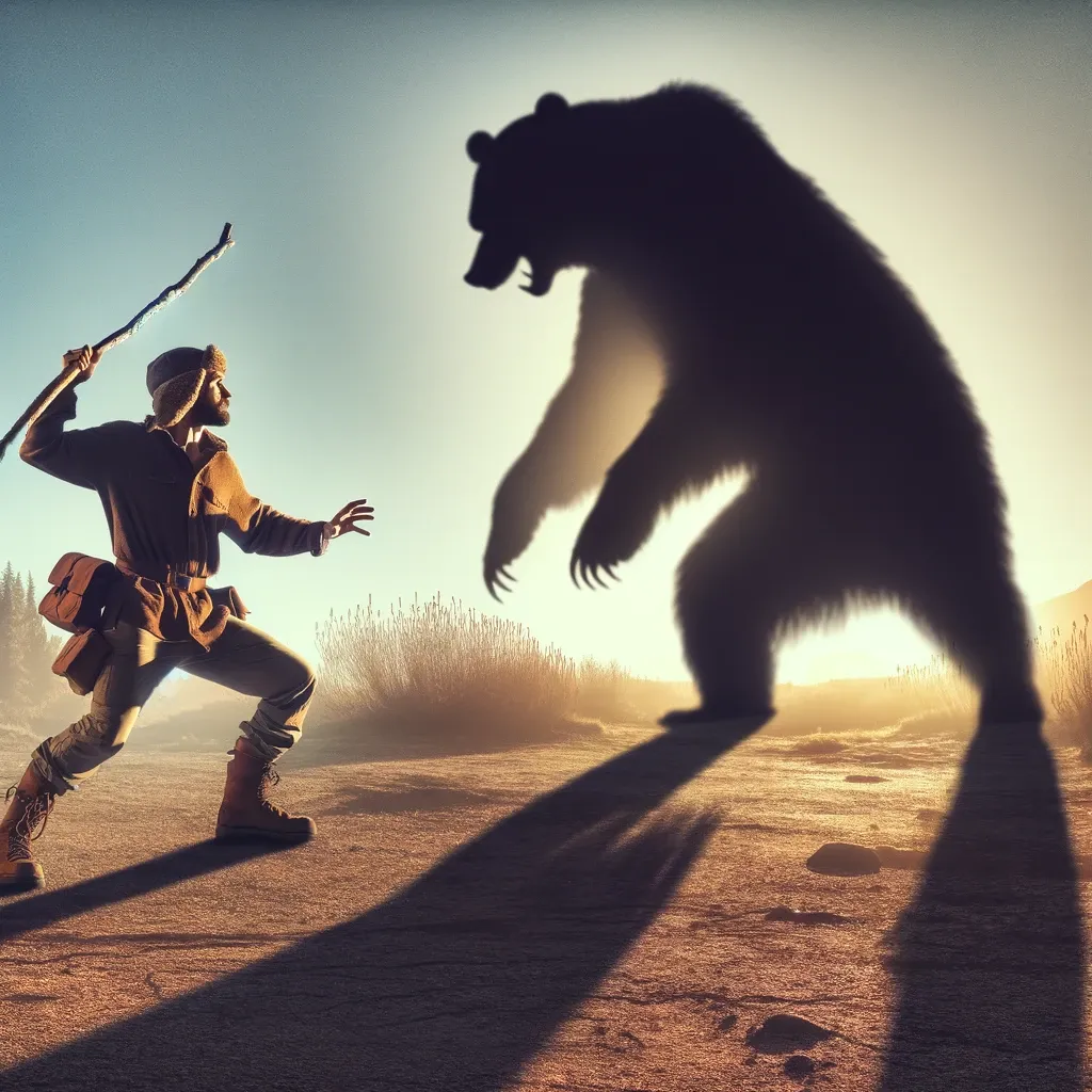 Man fighting a bear